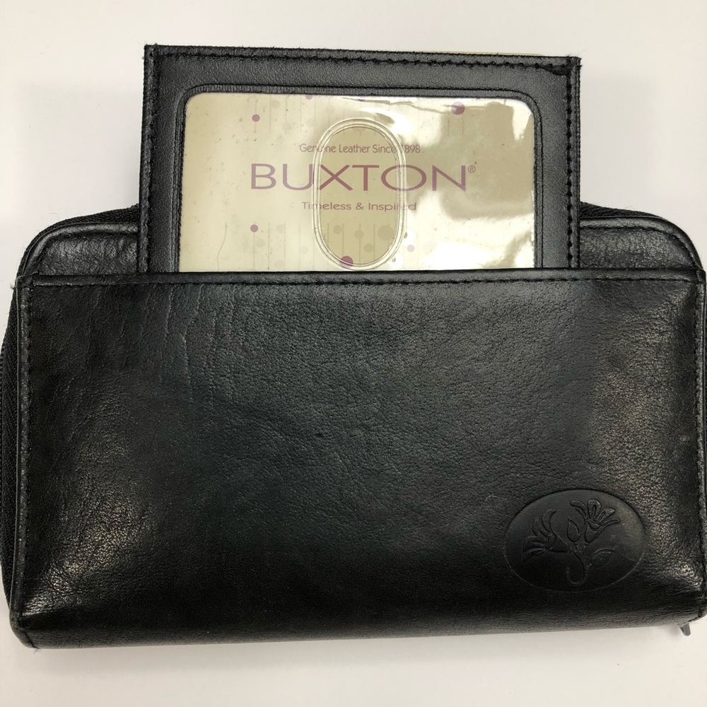 Buxton Cowhide Black Leather Wallet